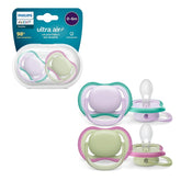 Sucettes Philips AVENT ultra air - Sucettes légères et respirantes pour bébés âgés de 0 à 6 mois, sans BPA, avec étui de transport comme stérilisateur, paquet de 2, modèle SCF085/24