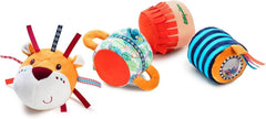Lilliputiens - Jack Velcro sound roll - Jucărie de activitate colorată pentru bebeluși cu sunete diferite și zornăitoare detașabile - Promovează ascultarea și abilitățile motorii - De la 6 luni - 83064 Jucarii Bebe Naty Shop
