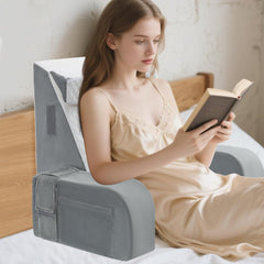 Grand oreiller de lecture avec barre de poignée, mousse haute densité, oreiller ergonomique pour le dos, accoudoirs, support de cou et appui-tête, coussin de siège inclinable pour dormir, jouer, regarder la télévision, pour lit et canapé