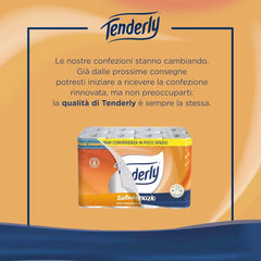 Gain de place, 96 rouleaux de papier toilette, 2 couches, 220 déchirures par rouleau, Aux extraits naturels de mauve et de calendula, Fabriqué en Italie, Testé dermatologiquement.