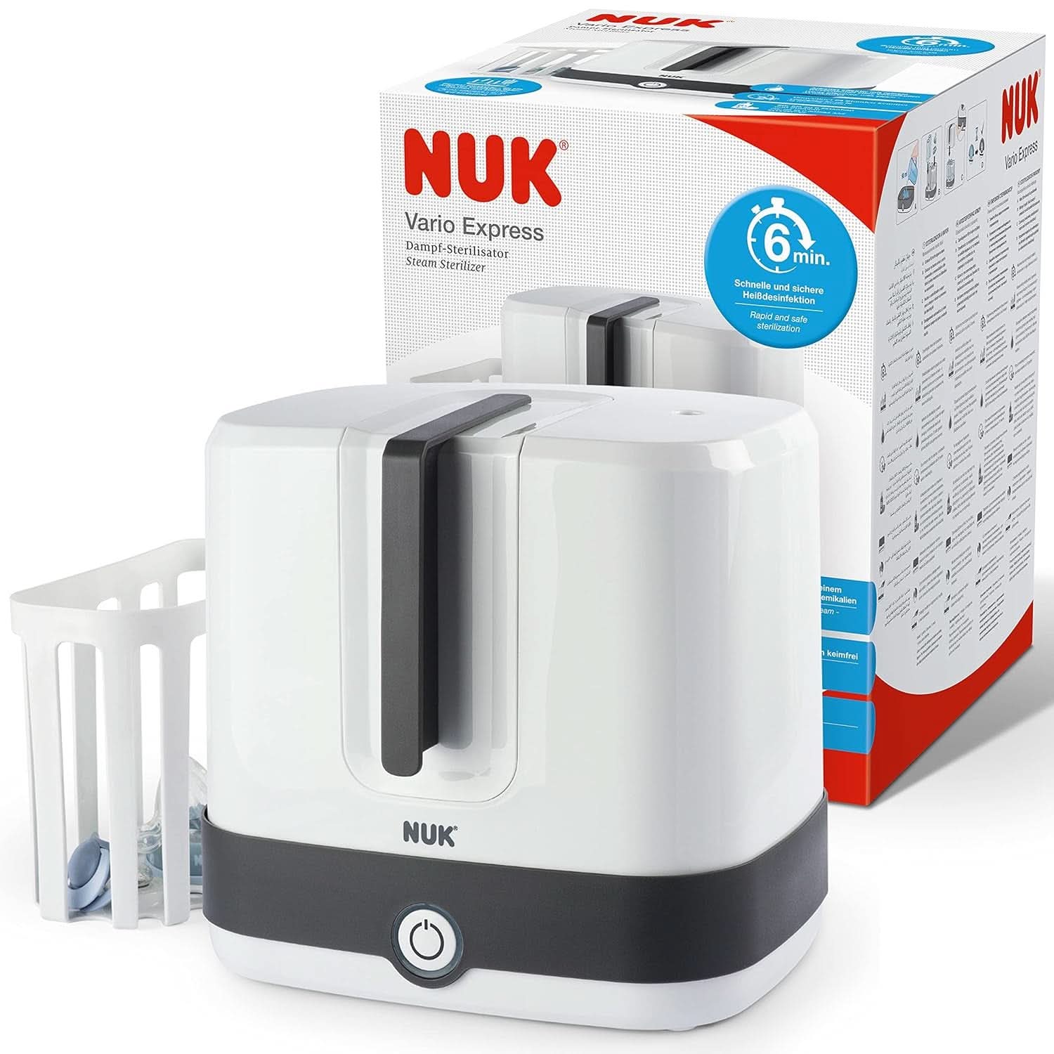 Set pompa de san manuala NUK, Pernă moale din silicon, 2 biberoane perfect combinate, 150 ml Accesorii Hrana si Alaptare Bebe Naty Shop Flaschensterilisator