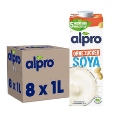 Alpro Sojadrink – Vegan et sans lait – Sans lait et sans lait – Riche en protéines riches en protéines, en calcium et en vitamines – 8 x 1 L – Haltbar
