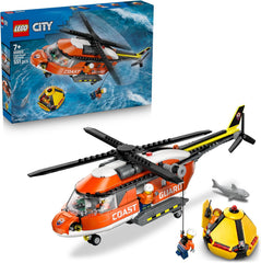 LEGO City Hubschrauber der Küstenwache - Spielzeug Einsatzfahrzeug - Modellbau mit Schiebetüren, Winche, 4 Minifiguren und Hai Figur - Geburtstagschenken für Jungen ab 7 Jahren - 60503