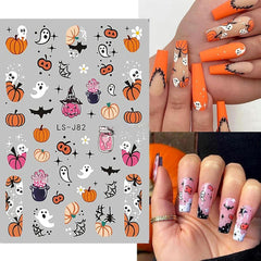 Autocollants pour ongles Halloween, 8 feuilles d'autocollants pour ongles Halloween, autocollants pour ongles, nail art, breloques pour ongles, accessoires pour ongles, design de Noël, Noël (type A)