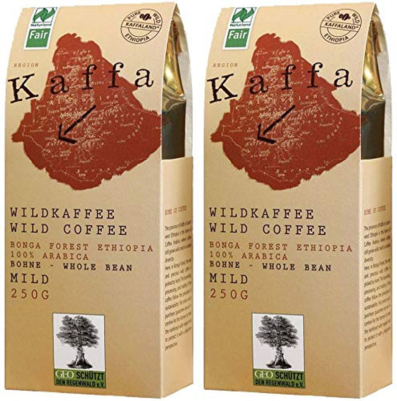 Kaffa Wild-Kaffee doux ganze Bohne 2er-Pack (2x 250g) bio végétalien équitable Arabica MildBohx2