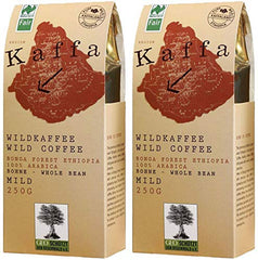 Kaffa Wild-Kaffee doux ganze Bohne 2er-Pack (2x 250g) bio végétalien équitable Arabica MildBohx2