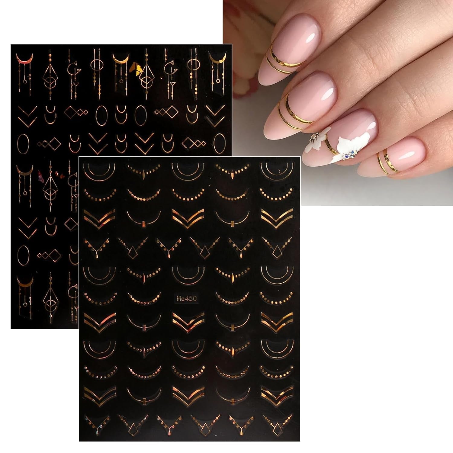 JMEOWIO Nagelsticker Frühling Blume 12 Blatt Nail Art Sticker Selbstklebend Nagelaufkleber Sommer Blumen Gold Dekoration Nageldesign Zubehör