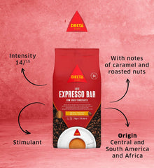 Röstkaffee mit glasierten Bohnen, ganze Bohne - Café Delta Expresso Bar 70/30