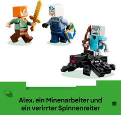 LEGO Minecraft Die Spitzhackenmine - Jeu interactif pour enfants - Figurines Alex, Minenarbeiter et Stray Spinnenreiter - Ensemble de jeux de joueur pour jeunes et filles à partir de 8 ans - 21277