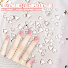 3D Herz Nail Art Charms,320 Stück Niedliche Klar Acryl Herz Nail Charms, Flatback Heart Nagel Strasssteine 4Mm 6Mm 8Mm Harz Nagelkunst Dekorationen for Frauen Mädchen DIY Maniküre Zubehör(4Mm 6Mm 8Mm)