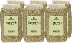 Orez brun organic cu bob lung, pachet de 6 bucăți (6 x 1 kg)