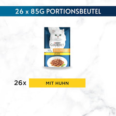 Hrană umedă pentru pisici Gourmet Perle Select Strips cu pui, pachet de 26 (26 x 85g)