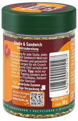 Fuchs Gewürze - Stulle & Sandwich Gewürz - crunchy Butterbrot Topping mit Pyramidenflocken und getoasteten Zwiebeln - aus natürlichen Zutaten - 50 g in wiederverwendbarer, recyclebarer Dose