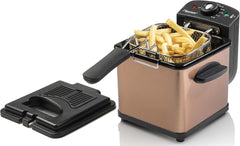 Friteuse à huile Bestron, Mini friteuse pour 1 portion de pommes de terre sautées, poisson ou nuggets Électroménager Naty Shop Cuivre