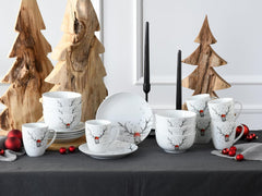 CreaTable, 21498, série Luna Hirsch, service de table 18 pièces pour 6 personnes, service de petit-déjeuner en porcelaine, passe au lave-vaisselle et au micro-ondes, fabrication de qualité