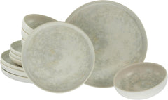 CreaTable, 23714, série Uno Athena, service de table 12 pièces pour 4 personnes, service d'assiettes en porcelaine, passe au lave-vaisselle et au micro-ondes, fabriqué au Portugal