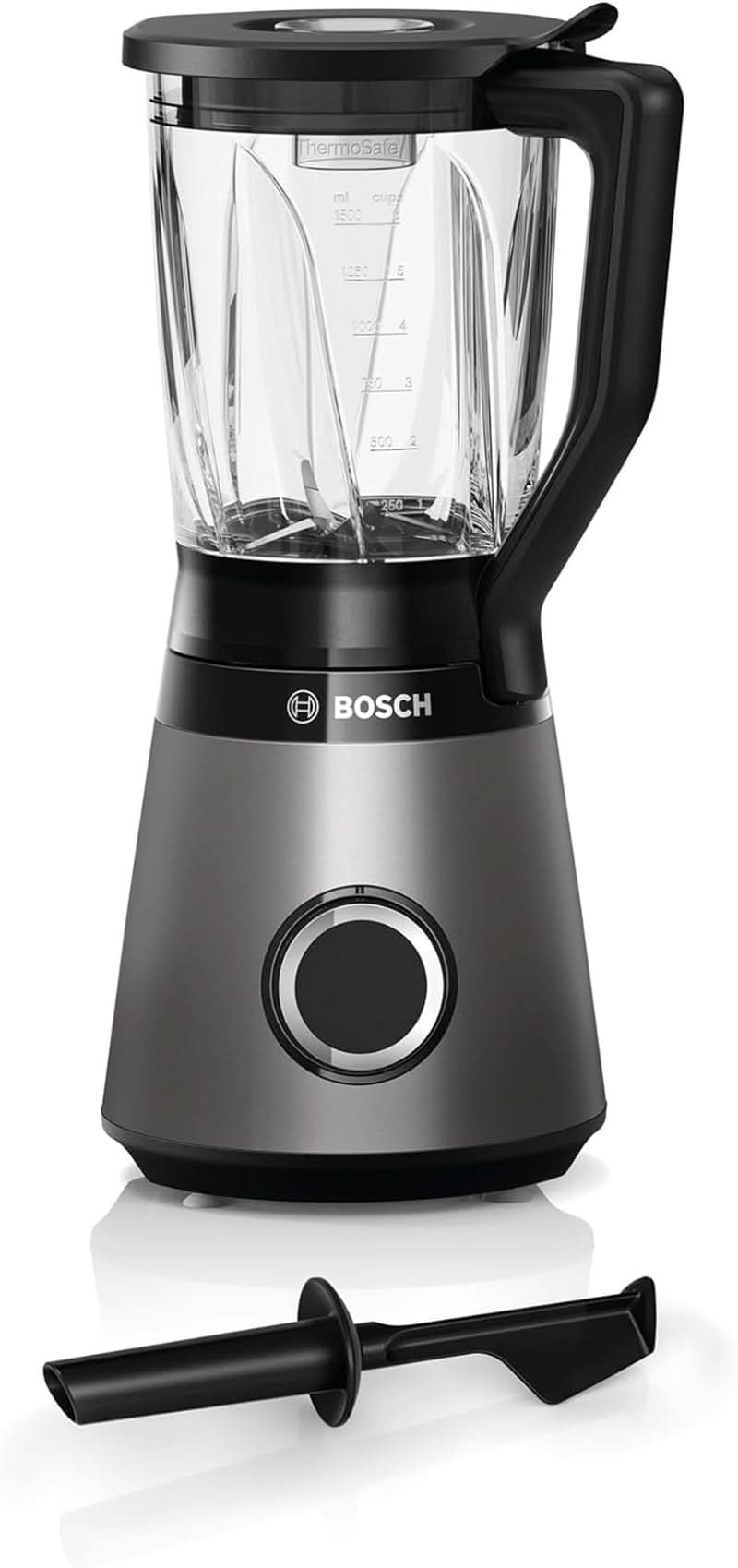 Bosch Standmixer Vitapower Serie 4 MMB6172S, Edelstahl-Klingen, 1,5L Thermosafe Glasbehälter, Stopfer, Spülmaschinengeeignete Teile, 30,000 U/Min, 1200 W, Silber Mama si Copilul Naty Shop