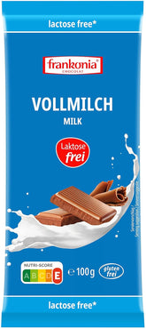 CHOCOLAT frankonia Chocolat au lait entier sans lactose ni gluten, 100 g