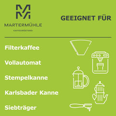 Martermühle Peru Bio Kaffeebohnen 1kg mittelkräftig I Arabica I Arôme : Chocolat au lait, Notes florales, Noix I Ganze Bio Kaffee-Bohnen schonend geröstet, säurearm
