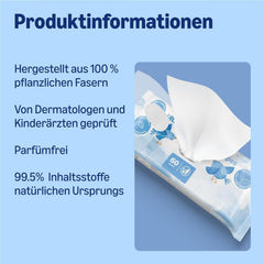 Șervețele umede pentru bebeluși ultrasensibile de la Amazon, 100% fibre vegetale, 99% apă, 1080 de șervețele, fără parfum, 18 pachete a câte 60 de șervețele fiecare (vândute anterior sub marca Mama Bear, produs identic)