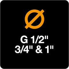 Fiskars Kit de tuyaux d'eau pour roue à eau avec 2 connecteurs de tuyau et connecteur de robinet, taille universelle, niveau de rigidité en torsion 4 (sur 5), 1,8 m, Ø1,3-1,5 cm (1/2-5/8"), noir/orange/bleu, 1057621