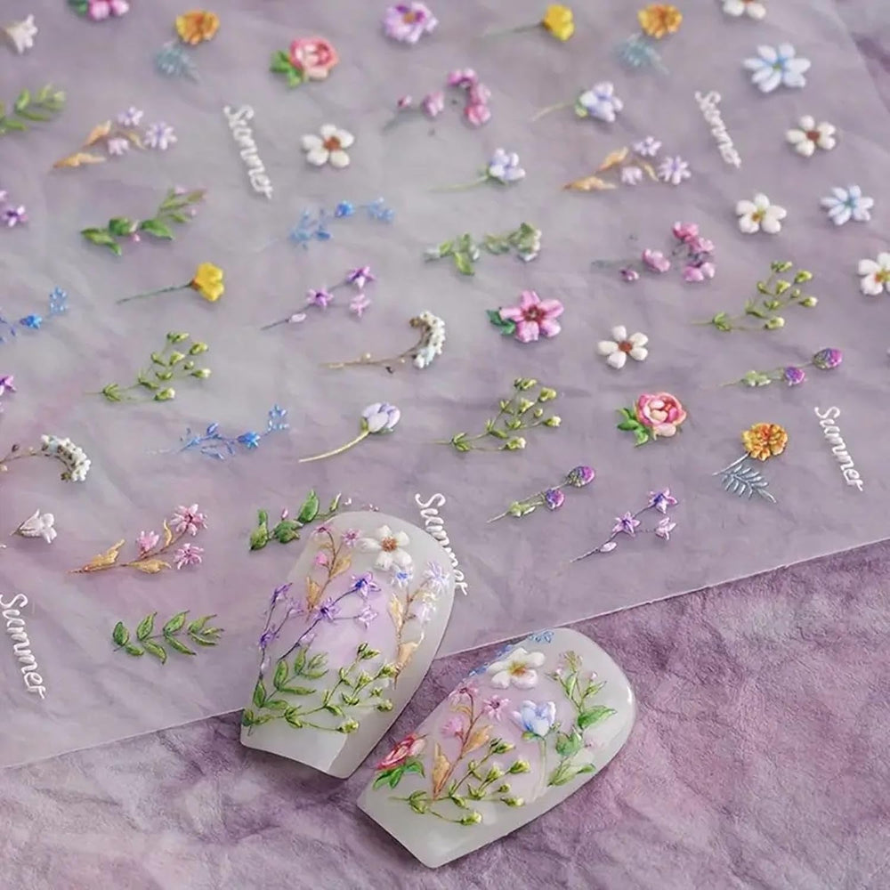 Nagelsticker Set - Selbstklebende Nail Sticker, Nageldesign Zubehör, Nail Art, Nagelaufkleber Für Fingernägel, Blumen Nagelsticker, Nagel Deko