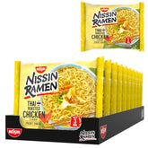 Nissin Ramen – Poulet au four thaïlandais, paquet de 10 nouilles instantanées de style asiatique, recette thaïlandaise, cuisine asiatique rapide et facile (10 x 65 g)