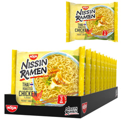 Nissin Ramen – Poulet au four thaïlandais, paquet de 10 nouilles instantanées de style asiatique, recette thaïlandaise, cuisine asiatique rapide et facile (10 x 65 g)
