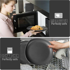 Ensemble de vaisselle en PP | Service de table léger et indestructible de 16 pièces pour enfants et adultes, 4 assiettes, 4 assiettes à dessert, 4 bols, 4 tasses, ensemble combiné pour 4 personnes