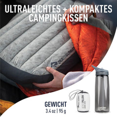 Sea to Summit - Oreiller de voyage Eros Down L - Ultraléger et gonflable - Matériau 10D - Oreiller en duvet de qualité supérieure - Antidérapant - Pour la randonnée et le camping - 42 X 28 X 12 cm - Gris - 95 G Naty Shop Oreillers de voyage