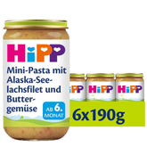 Paste Hipp Mini cu file de peste Pollock de Alaska și legume cu unt, pachet de 6 (6 x 190 g) Mama si Copilul Naty Shop