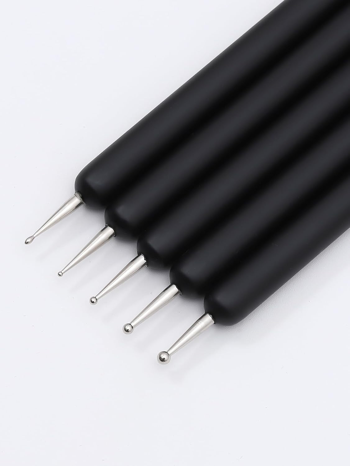 Nagelkunst-Pinsel, 5 Stück, Nailart-Pinsel, Punktierstift-Werkzeuge, Malkunst-Design-Pinsel-Set Für Lange Linien, Dünne Details, Feine Zeichnungsgrößen 7/9/11/15/22 Mm, Schwarz