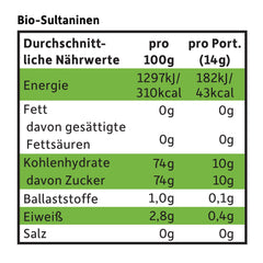 FRECHE FREUNDE Raisins secs biologiques, trockenfrüchte ohne Zucker, sans Zusatzstoffe, ungeschwefelt, dans de petites boîtes à collations, Sultaninen für Kinder, 20er Pack, 20 x (3x14g)