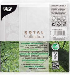 Papstar 11682 50 serviettes "Collection Royale" pli 1/4 40 X 40 cm "Ornements", blanc