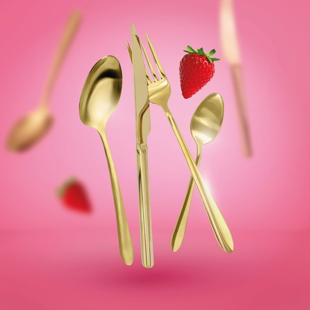 HOMLA Abele Besteckset FĂĽr Vier Personen 16-Teilig Edelstahl Hygienisch Elegant Leicht Zu Reinigen Gold Bucatarie Naty Shop