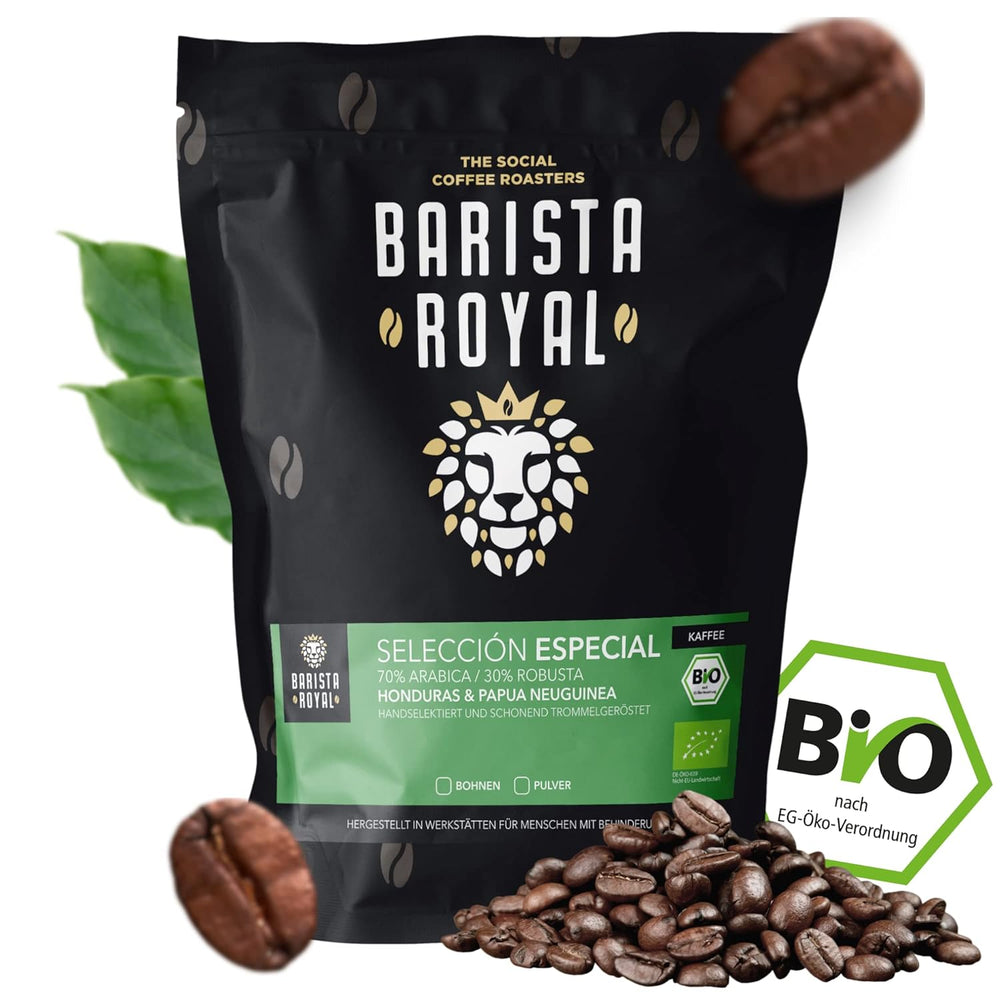 BARISTA ROYAL Bio Kaffeebohnen 1kg "Sélection Spéciale" | Frische Kaffeebohnen direkt gehandelt | 70 % Arabica, 30 % Robusta Café Ganze Bohnen | Idéal pour les machines entièrement automatiques et à filtre