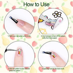 Autocollants pour ongles mignons pour enfants, 20 feuilles d'autocollants pour ongles 3D qui brillent dans le noir, fleurs colorées, décorations Nail Art, autocollants pour ongles, autocollants auto-adhésifs, accessoires de décoration DIY