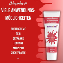 Dekozauber 24 Colorant Alimentaire Rouge, Gel, 30 g, Végétalien, Sans Sucre, Hautement Concentré, Colorant Alimentaire Rouge pour Fondant, Crème au Beurre, Boissons et Plus