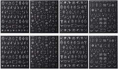 Autocollants d'ongles métalliques argentés 3D, autocollants d'ongles pour femmes, étoile, lune, soleil, feuille d'ongles, autocollants auto-adhésifs, autocollants d'ongles papillon, autocollants d'ongles, accessoires de conception d'ongles, 8 pièces
