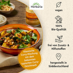 Herbaria Good Old Mild Curry bio 80g M-Dose – Currypulver, Currymischung - Bio-Gewürzmischung für klassische Curry-Spezialitäten z.B. Currywurst - erlesenen Ingrédient dans nachhaltiger Aromaschutz-Dose