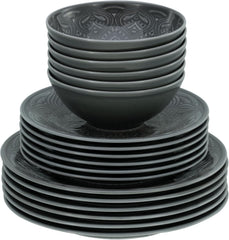 CreaTable, 21627, série Orient Mandala, service de table 18 pièces, service d'assiettes en porcelaine, passe au lave-vaisselle et au micro-ondes, fabriqué en Europe