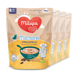 Milupa Stracciatella Milk Porridge - Céréales pour bébé sans gluten, sans huile de palme - Sans conservateurs ni colorants - Dès 8 mois - 4 x 400 g