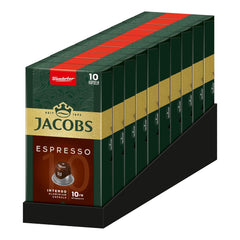 Jacobs Kaffeekapseln Espresso Intenso, Intensität 10/12, 10 x 10 Getränke, Nespresso* compatible Kaffee Kapseln, 100 Kapseln