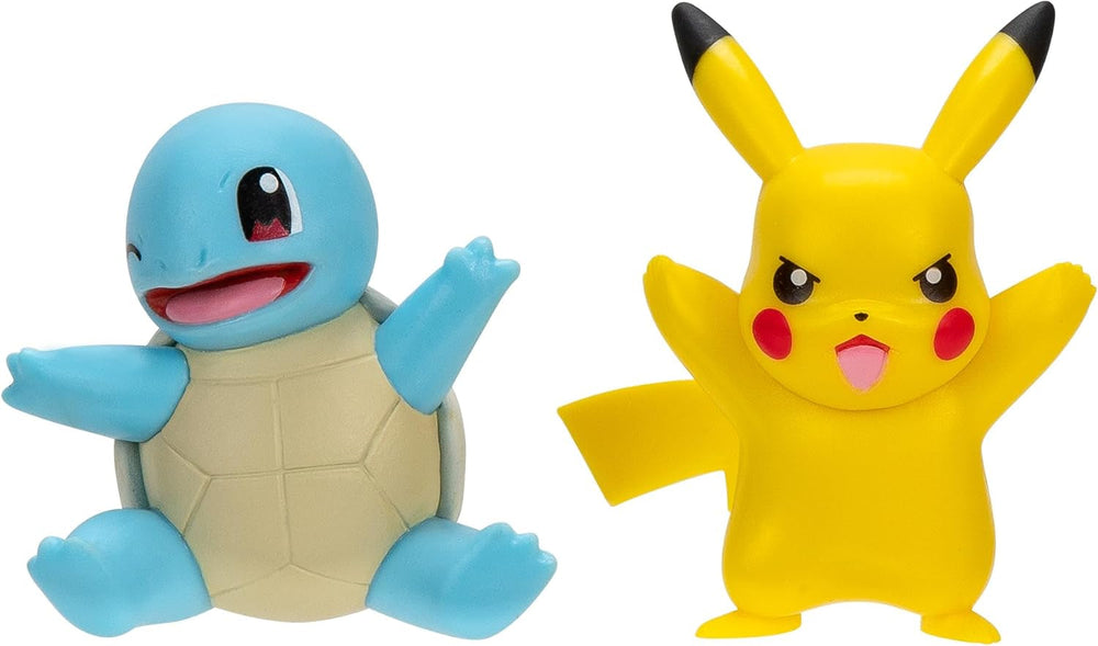 Pokémon PKW3586 - Pack de figurines de combat - Figurines officielles détaillées de Pikachu et Schiggy 5 cm chacune Figurines d'action Naty Shop Pikachu et Schiggy