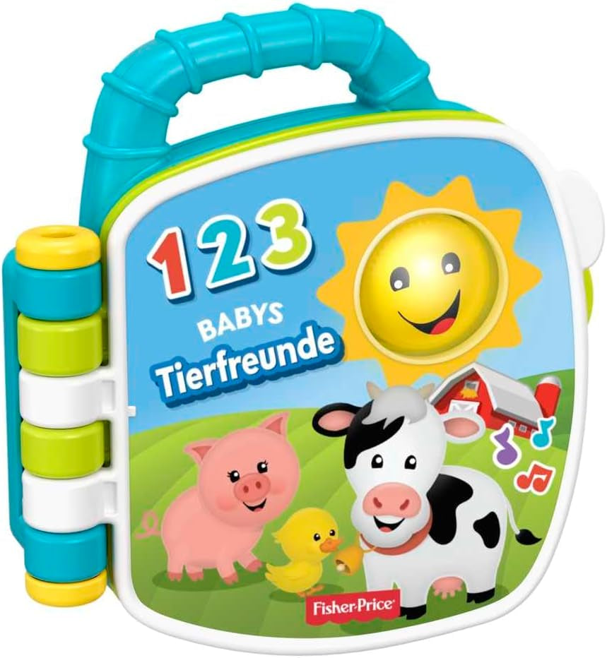 Fisher-Price Musical Animal Friends Songbook | Jucărie pentru copii de la 6 luni, 1 an pentru fete și băieți | Jucărie pentru copii | Carte muzicală cu sunete și efecte luminoase | Jucărie educativă (germană), GFP29 Jucarii Bebe Naty Shop Germania Multi