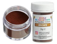 Pudră de colorant alimentar Sugarflair Blossom Tint Dust Maro - Pudră de colorant alimentar pentru decoruri de tort, pastă de zahăr, fondant, glazură, ciocolată, cremă de unt, macarons și multe altele - 5G
