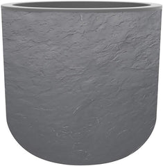 Pot rond, 40 cm, Volcania'Up 32,5 l, aspect pierre, simple paroi, espace réservoir d'eau, Ø 38,5 x H. 36,8 cm, gris anthracite