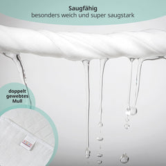 MAKIAN Carrés de Mousseline, Paquet de 10, 80x80cm, Certifié Oeko-TEX® Standard 100, 10 Chiffons Premium - Carrés de Tissu Double Tissé / Carrés de Mousseline, Résistant à l'ébullition - Blanc