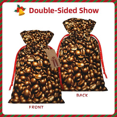 Lustige geröstete Kaffeebohnen, Weihnachtsbeutel mit Kordelzug, robuste, 21,1 x 30 cm, geeignet für Partygeschenke und Geschenkverpackung, 1 Stück