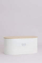 , Corbeille à pain "Living" en inox, couleur crème, avec couvercle en bambou, crème Boîtes de conservation Naty Shop